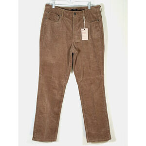 Quince Corduroy Pants Size 14 Warm Brown Straight Leg Organic Cotton Stretch New